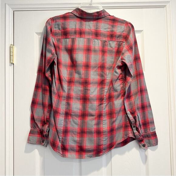 J Crew Gray Red The Perfect Button Long Sleeve 100% Cotton Flannel Shirt SMALL - Picture 10 of 12